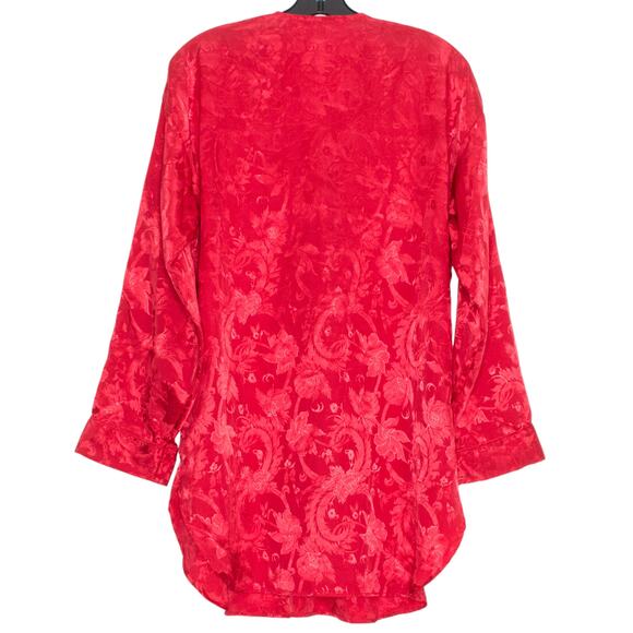 Victorias Secret Sleep Shirt Vintage Gold Label Romantic Boho Button Red Medium - Picture 2 of 6